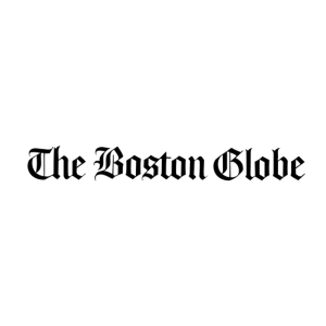 Logo of The Boston Globe, featuring the newspaper's name in black Old English-style font on a white background.